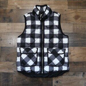 Woolrich Womans Medium Black & White Check Down Filled Quilted Puffer Vest